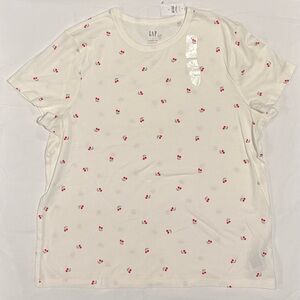 🍒GAP White Cherry Print Tee - Large - NWT - Retro Coquette Twee Artsy